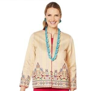 NWT Rara Avis by Iris Apfel Quilted Embroidered Jacket Pink Medium